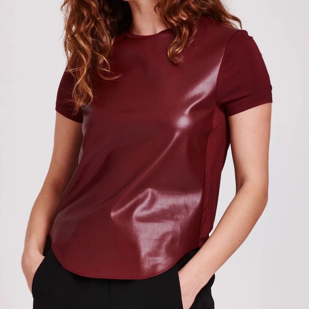 Another Love NWT Burgandy Wine Pleather Short Sleeve Top XL